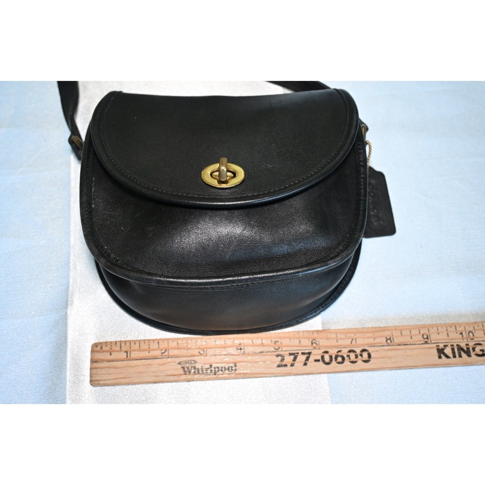 Vintage Coach Black Leather Crossbody Bag Turn Lock Flap USA 9981 - Picture 16 of 16